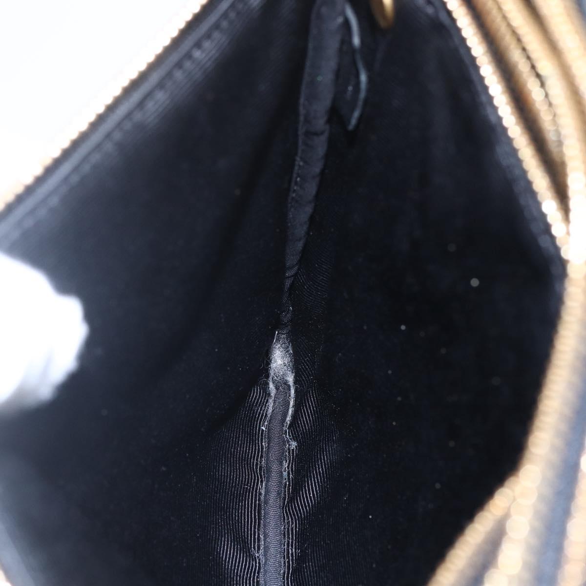 CELINE Trio Small Shoulder Bag Leather Black Gold Auth BA7683