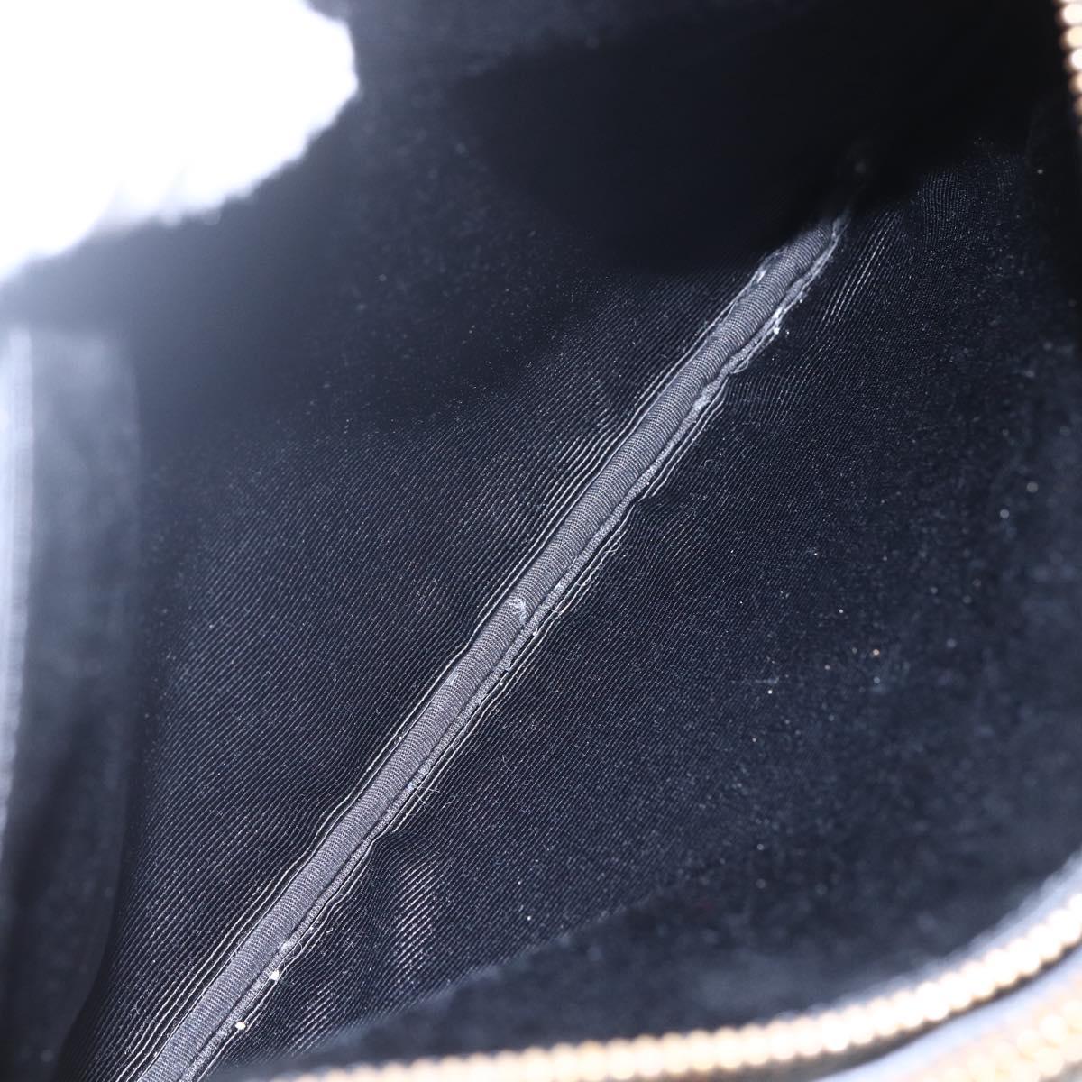 CELINE Trio Small Shoulder Bag Leather Black Gold Auth BA7683