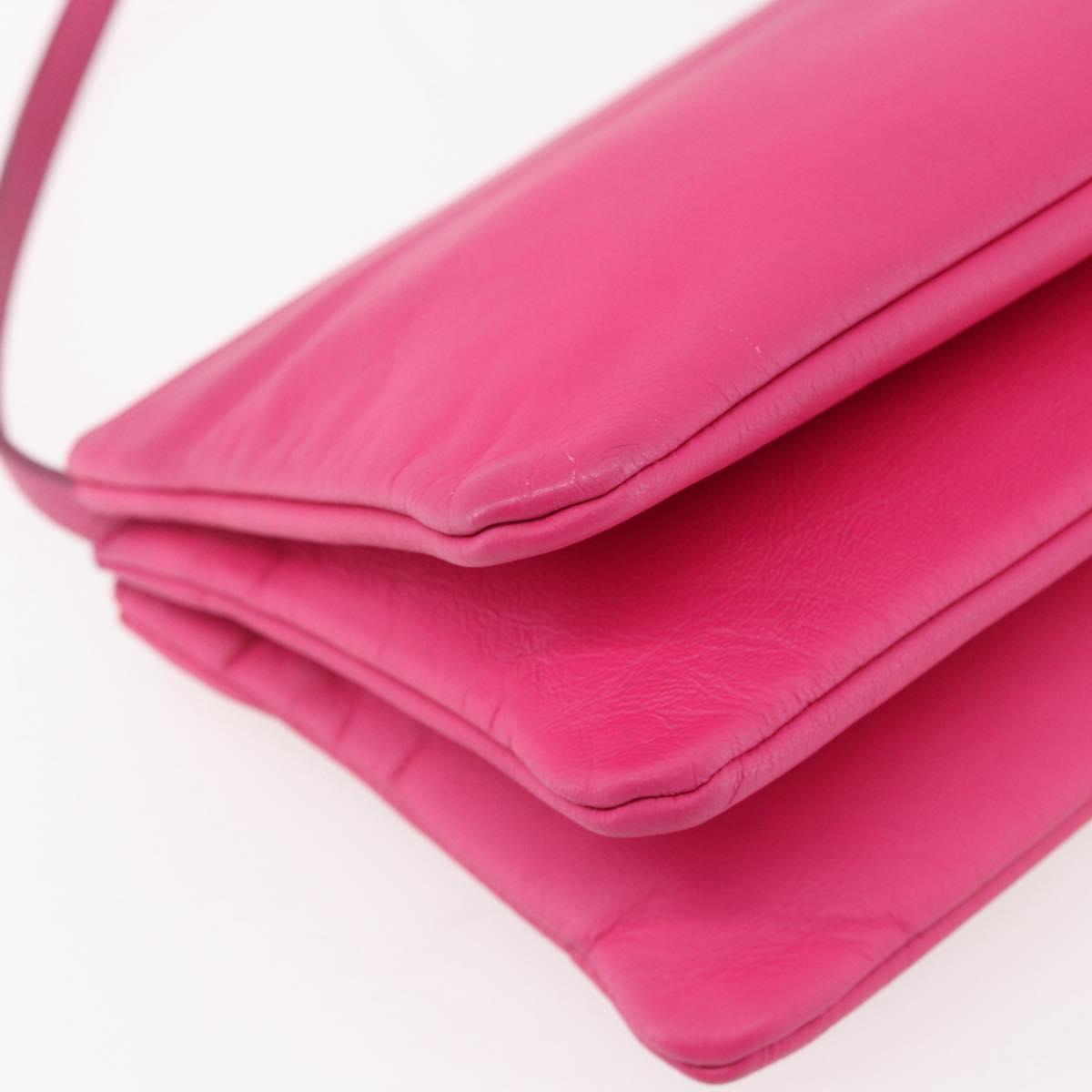 CELINE Trio Small Shoulder Bag Leather Pink Gold Auth BA7686