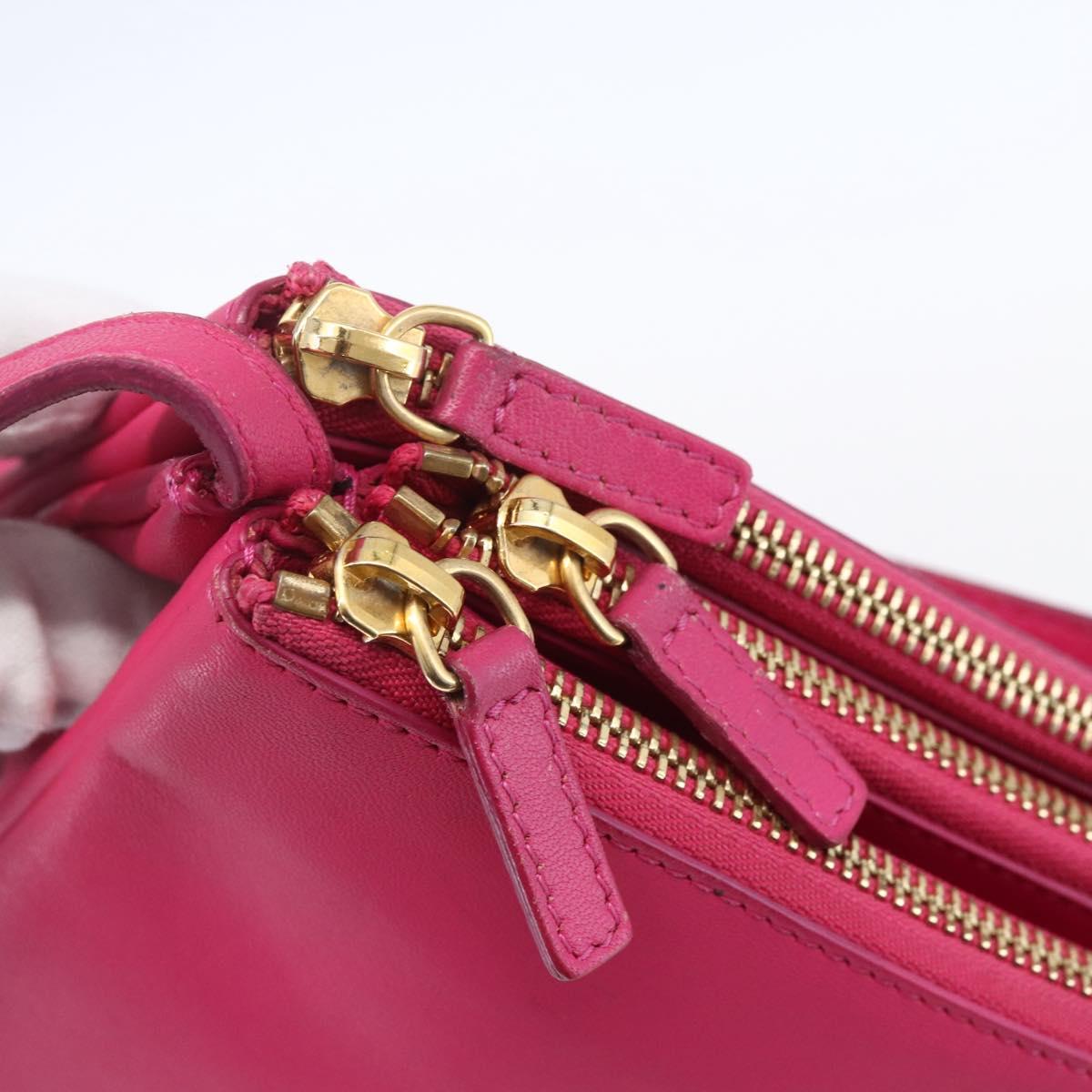 CELINE Trio Small Shoulder Bag Leather Pink Gold Auth BA7686