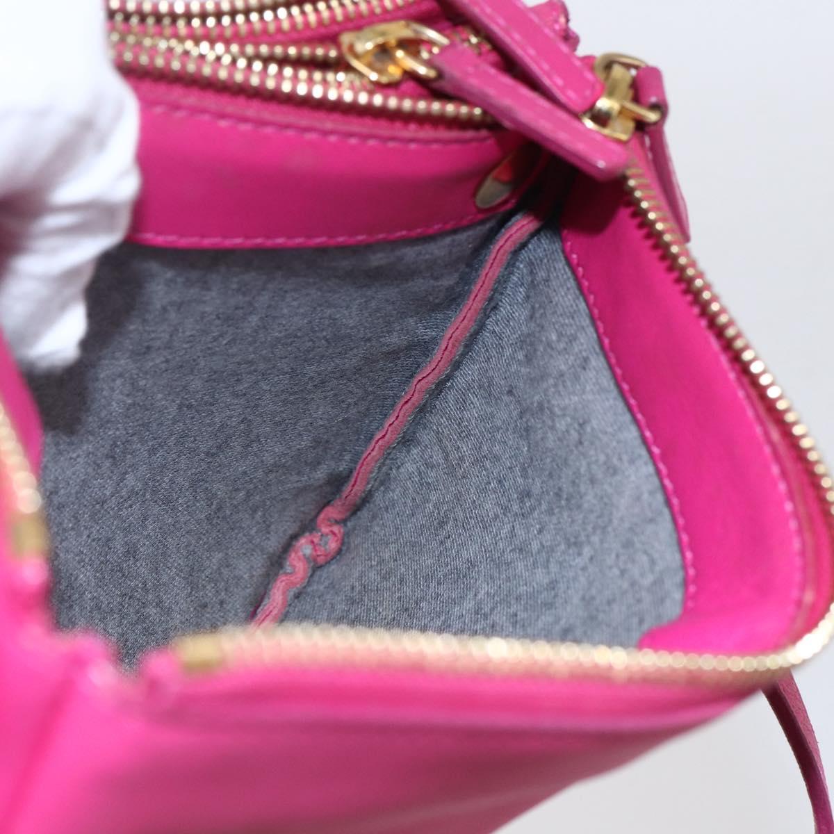 CELINE Trio Small Shoulder Bag Leather Pink Gold Auth BA7686