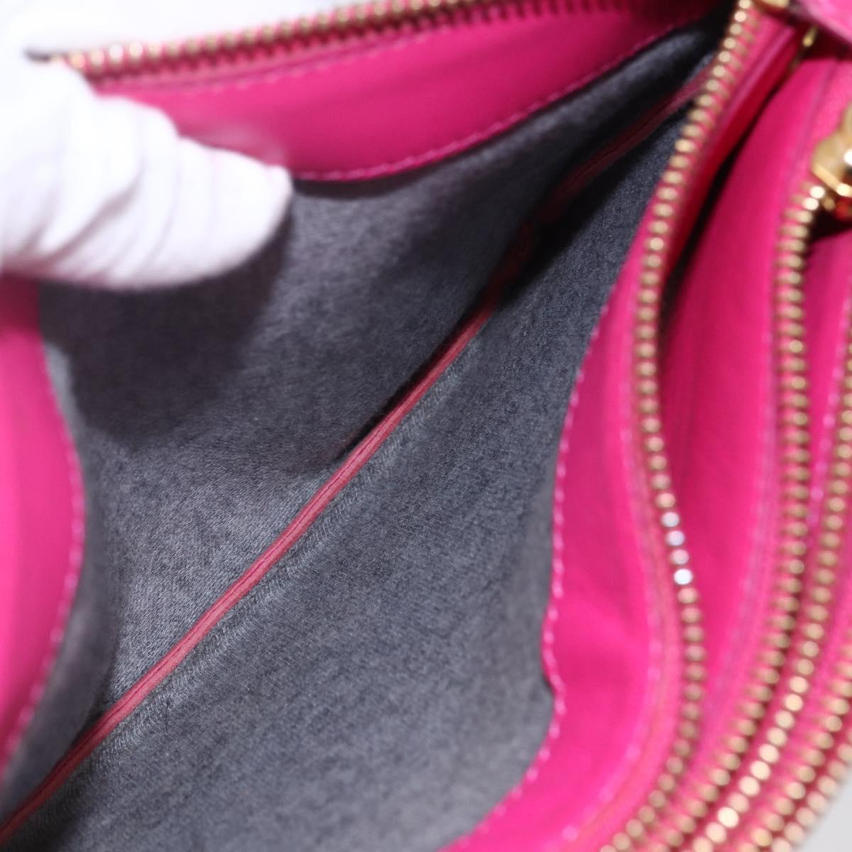 CELINE Trio Small Shoulder Bag Leather Pink Gold Auth BA7686