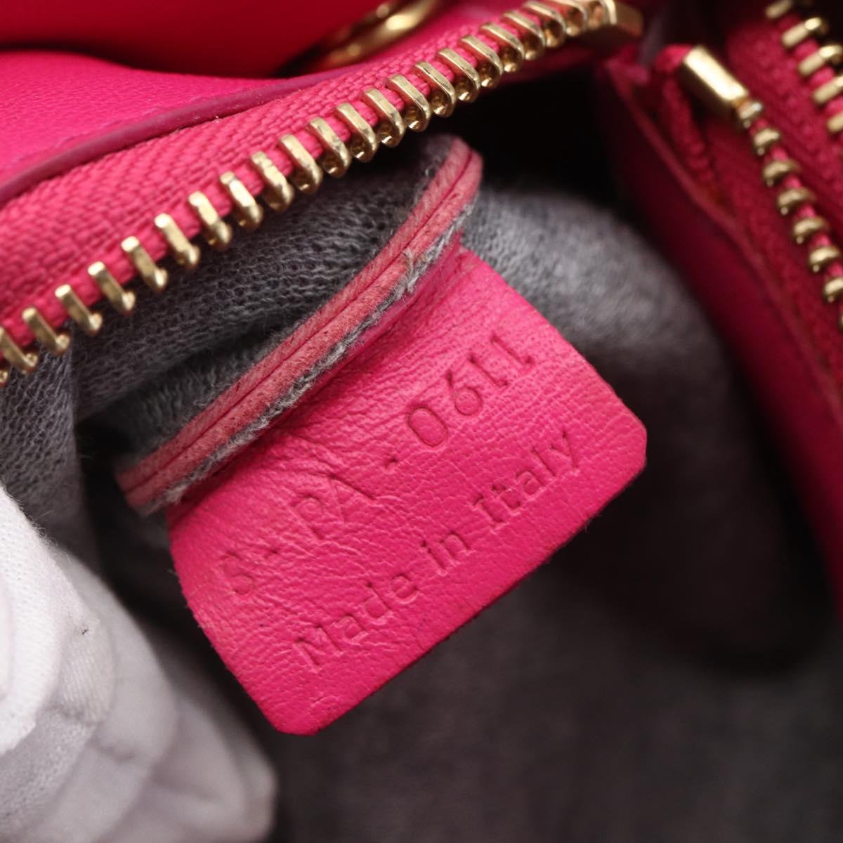 CELINE Trio Small Shoulder Bag Leather Pink Gold Auth BA7686