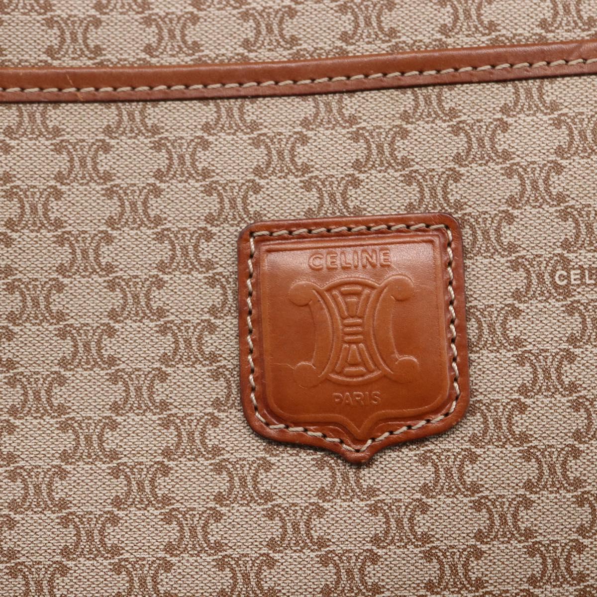 CELINE Macadam Canvas Tote Bag PVC Beige Auth BA7687