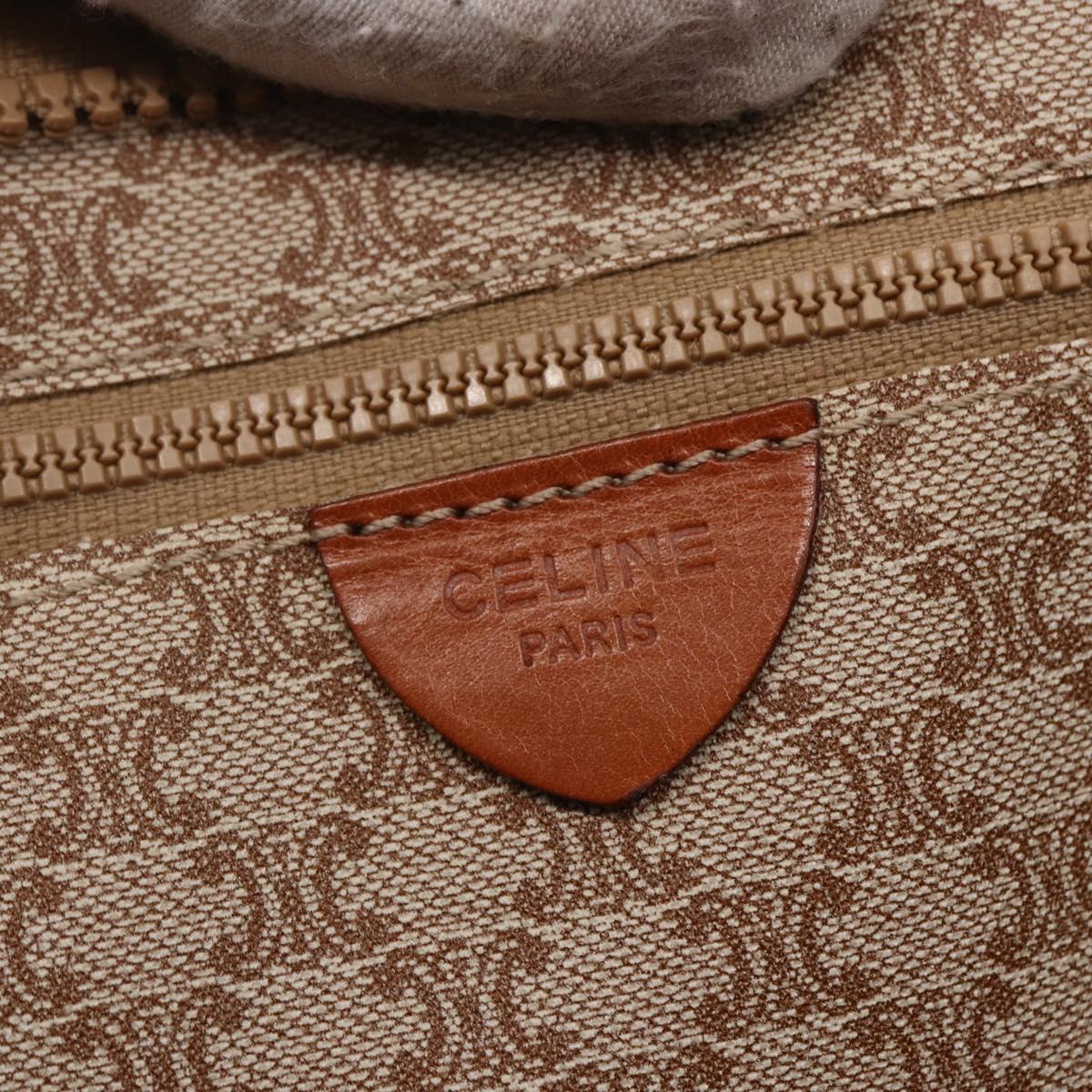 CELINE Macadam Canvas Tote Bag PVC Beige Auth BA7687