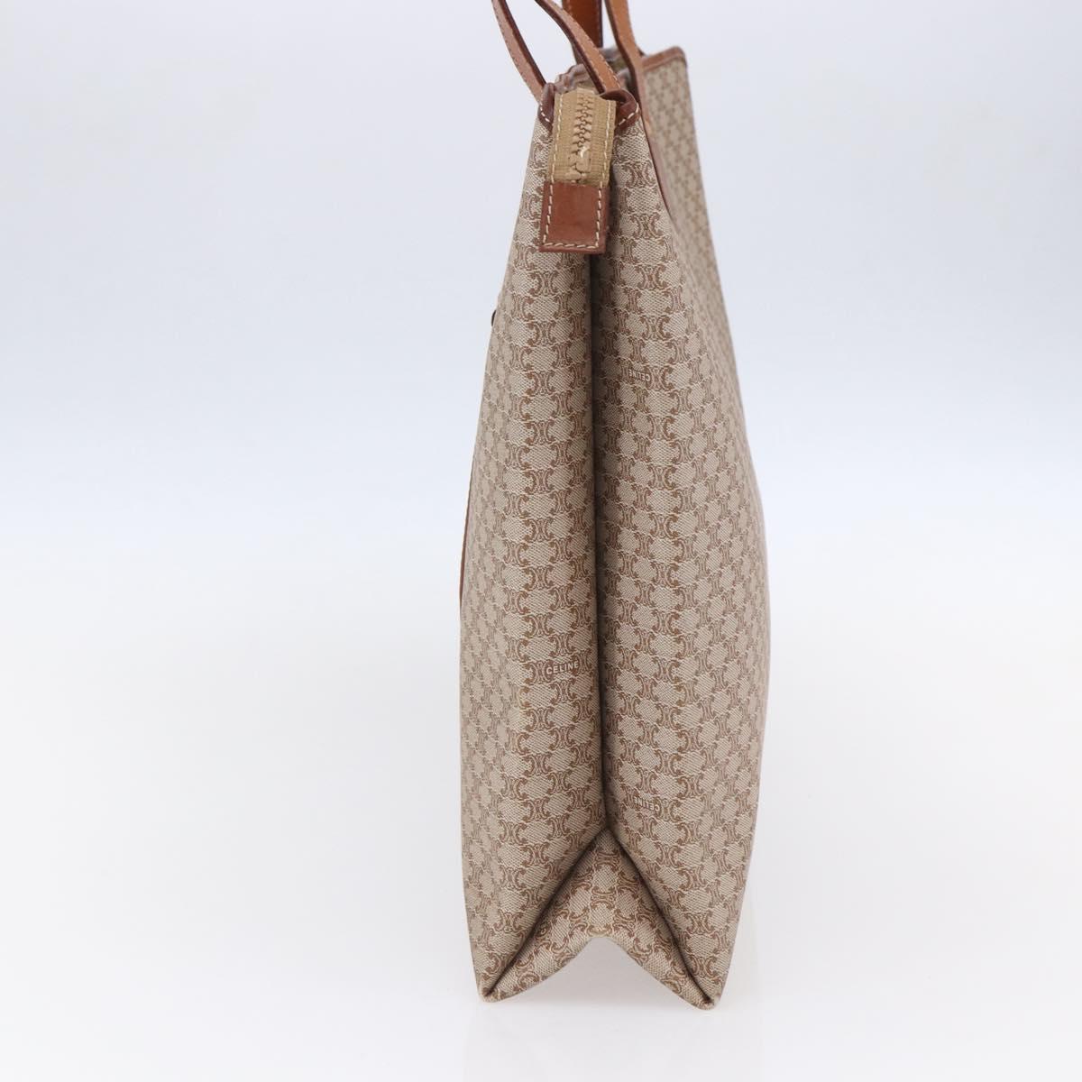CELINE Macadam Canvas Tote Bag PVC Beige Auth BA7687