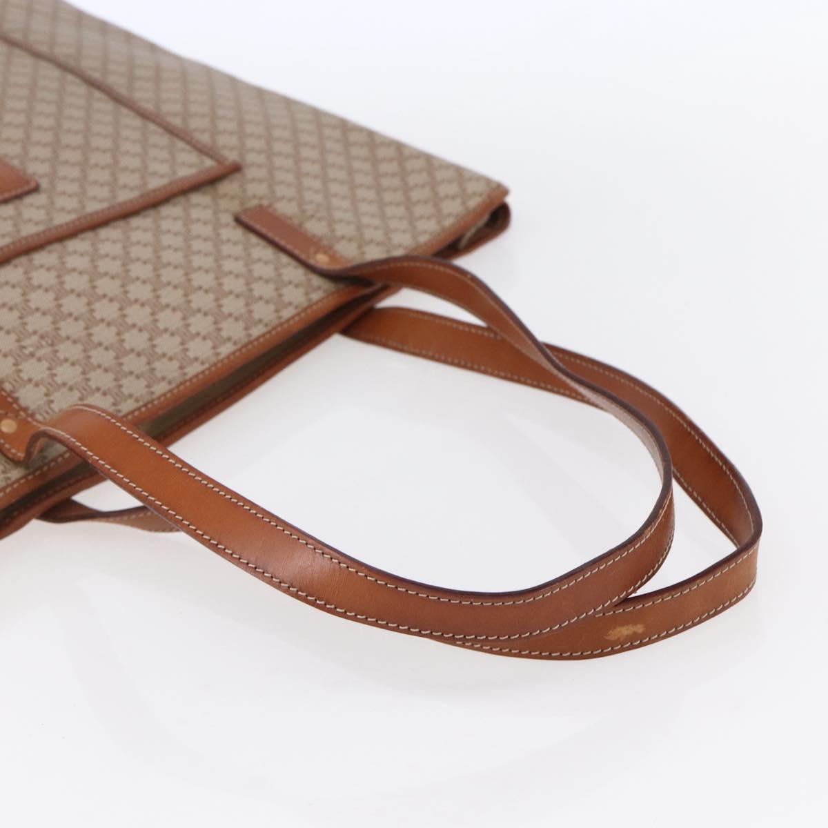 CELINE Macadam Canvas Tote Bag PVC Beige Auth BA7687