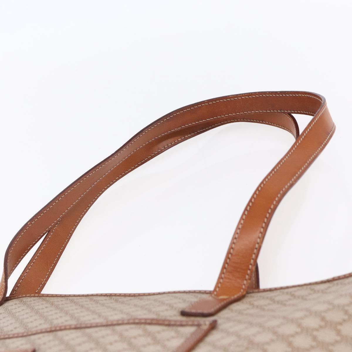 CELINE Macadam Canvas Tote Bag PVC Beige Auth BA7687