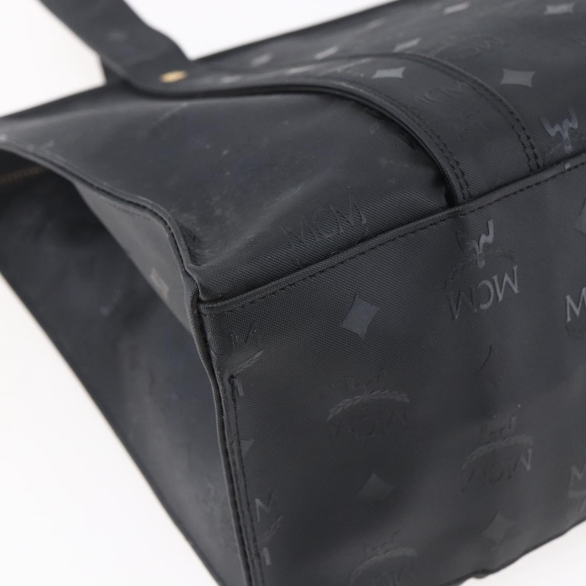 MCM Vicetos Logogram Shoulder Bag PVC Black Gold Auth BA7690