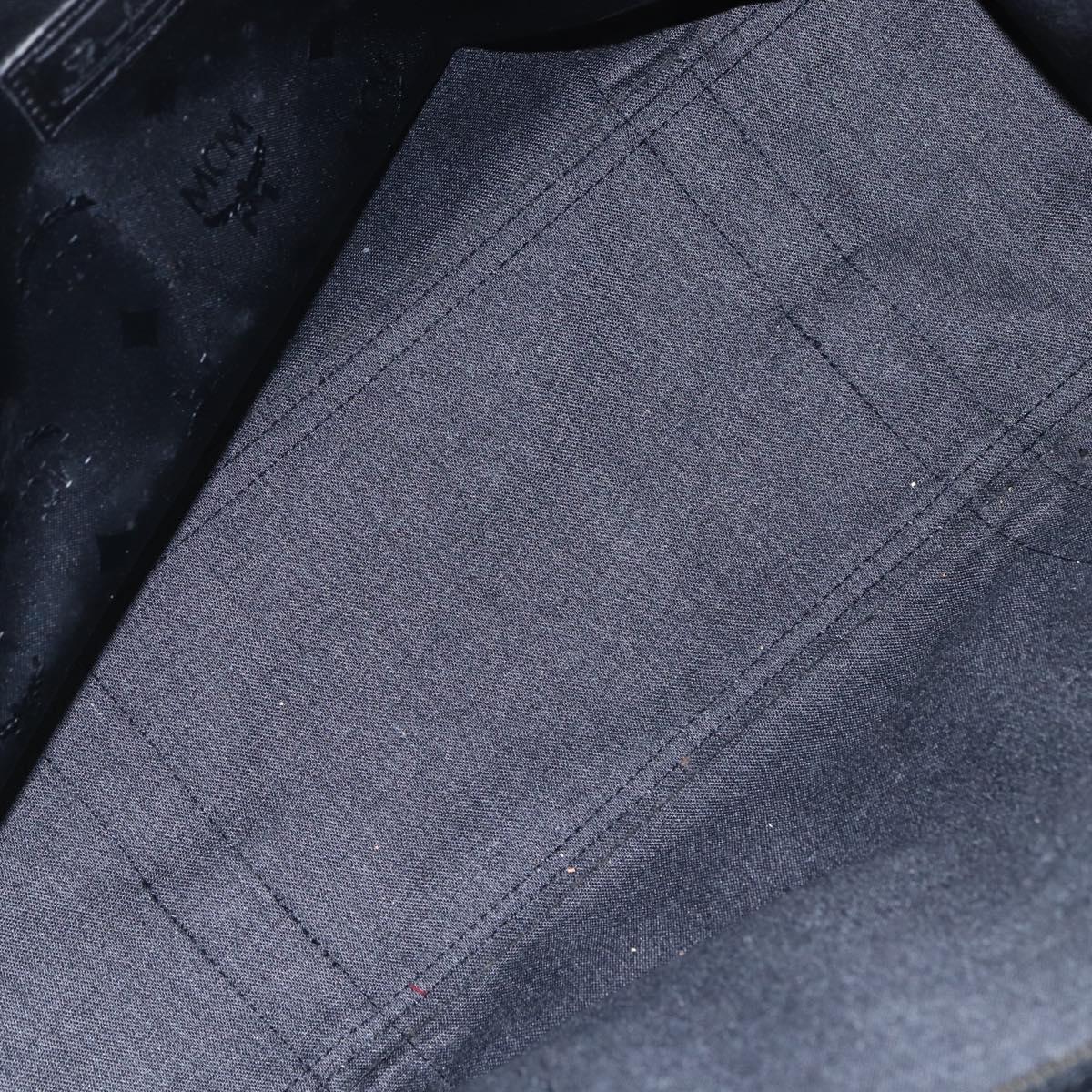 MCM Vicetos Logogram Shoulder Bag PVC Black Gold Auth BA7690