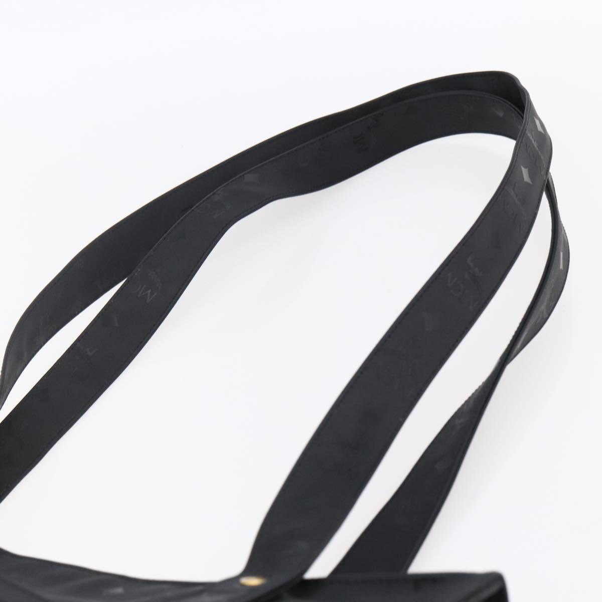 MCM Vicetos Logogram Shoulder Bag PVC Black Gold Auth BA7690