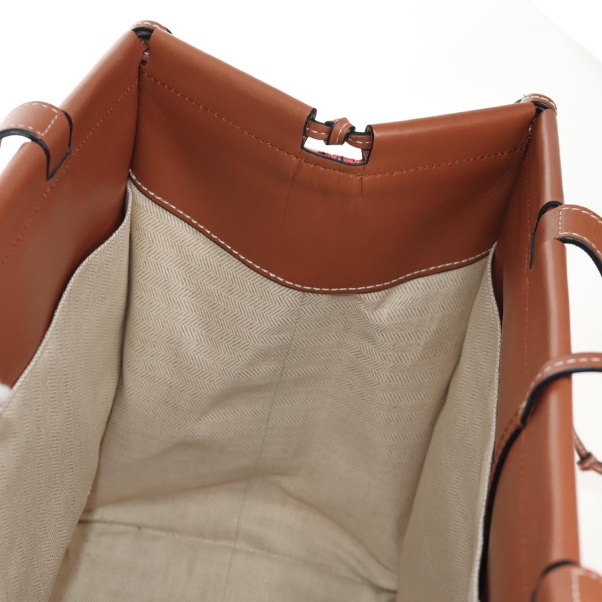 LOEWE Anagram Cushion Paula's Tote Bag Canvas Red Auth BA7691V