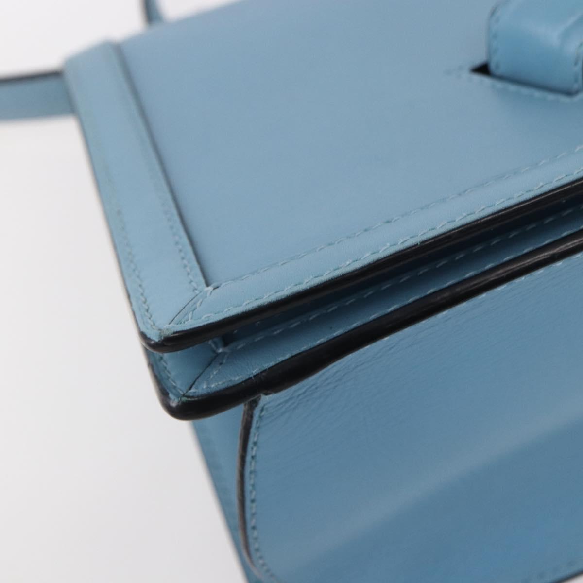 LOEWE Barcelona Shoulder Bag Leather Blue Gold Auth BA7692