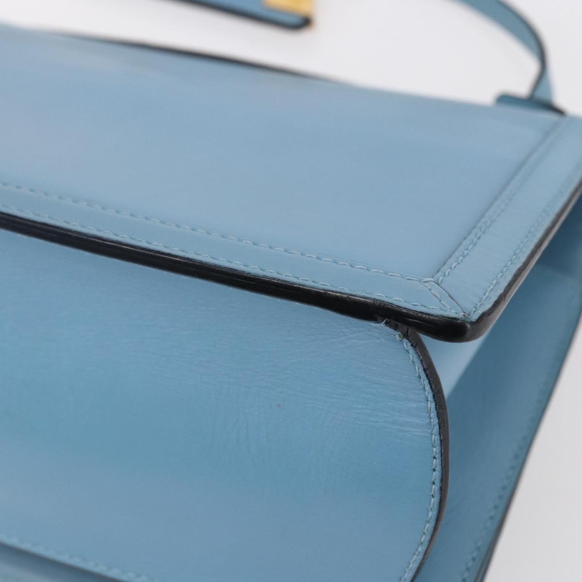 LOEWE Barcelona Shoulder Bag Leather Blue Gold Auth BA7692