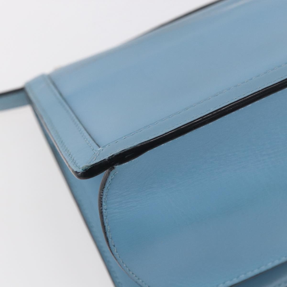 LOEWE Barcelona Shoulder Bag Leather Blue Gold Auth BA7692