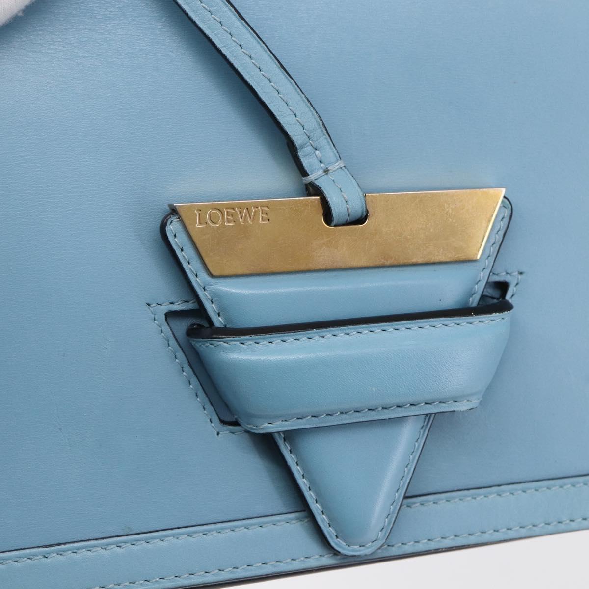 LOEWE Barcelona Shoulder Bag Leather Blue Gold Auth BA7692