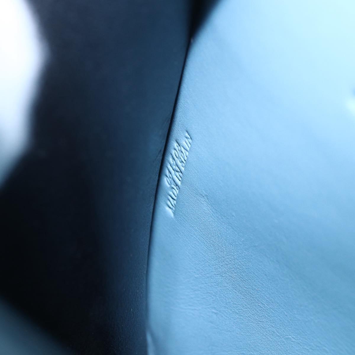 LOEWE Barcelona Shoulder Bag Leather Blue Gold Auth BA7692