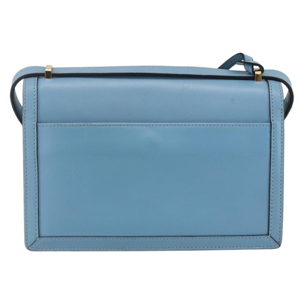 LOEWE Barcelona Shoulder Bag Leather Blue Gold Auth BA7692