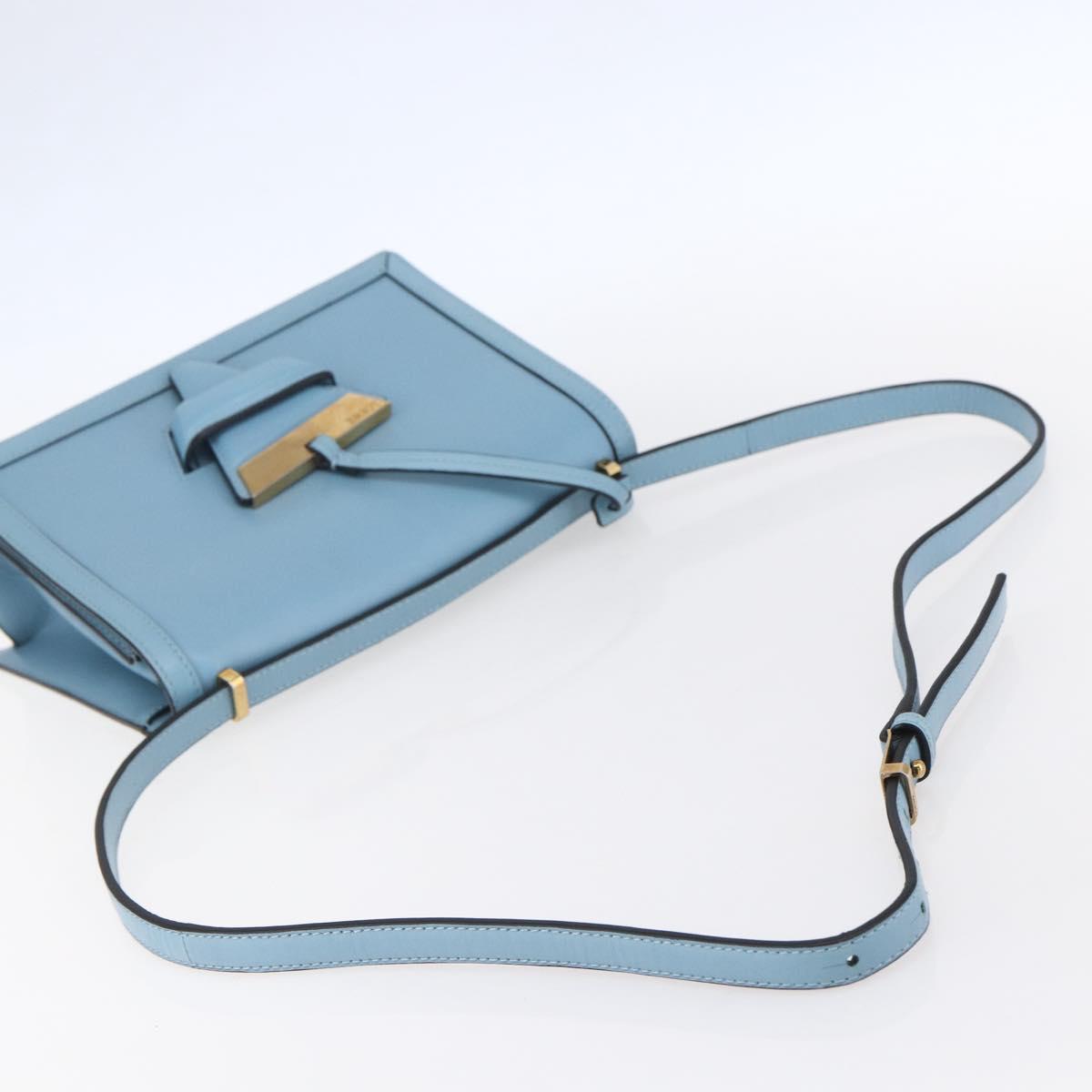 LOEWE Barcelona Shoulder Bag Leather Blue Gold Auth BA7692