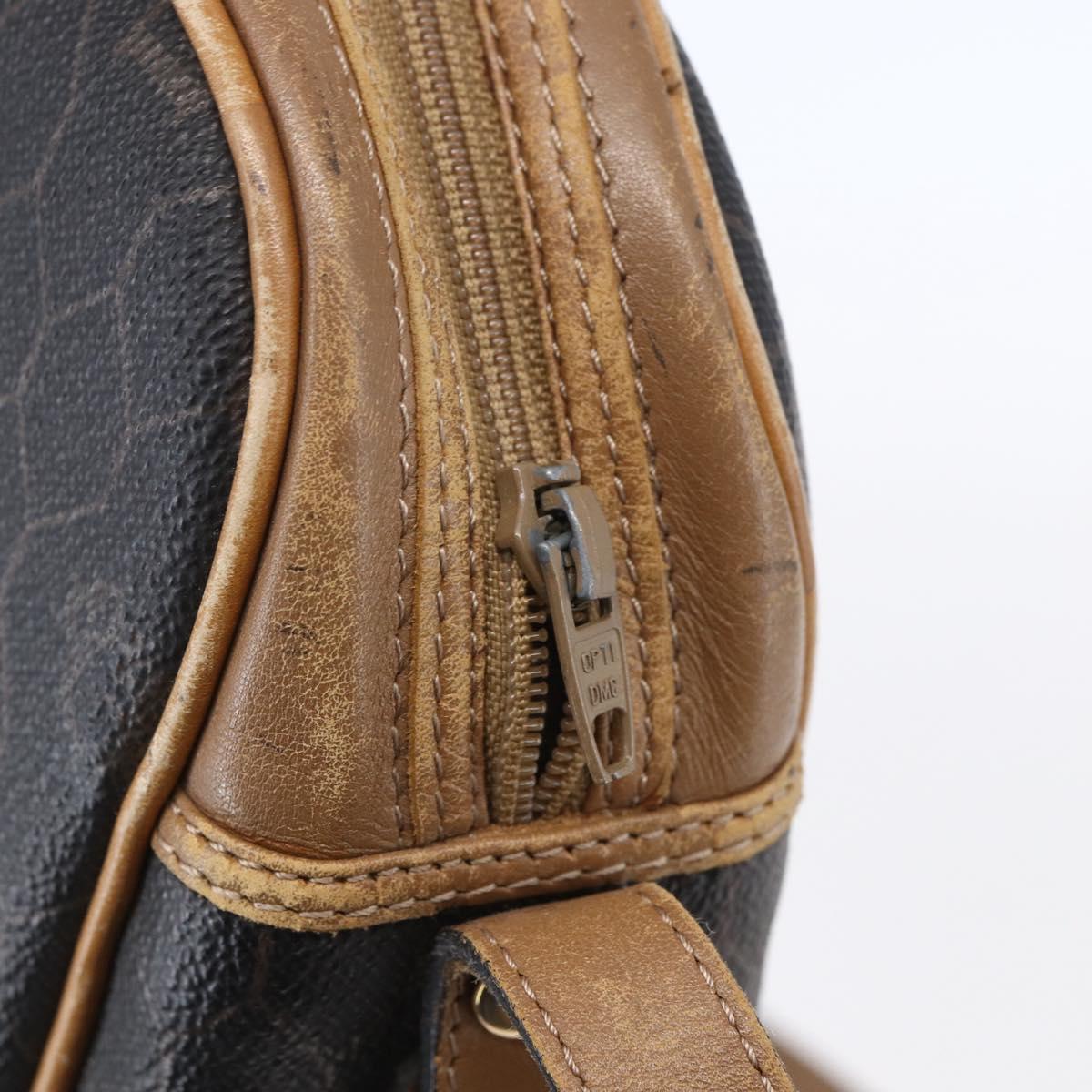 Christian Dior Honeycomb Canvas Shoulder Bag PVC Black Gold Auth BA7694