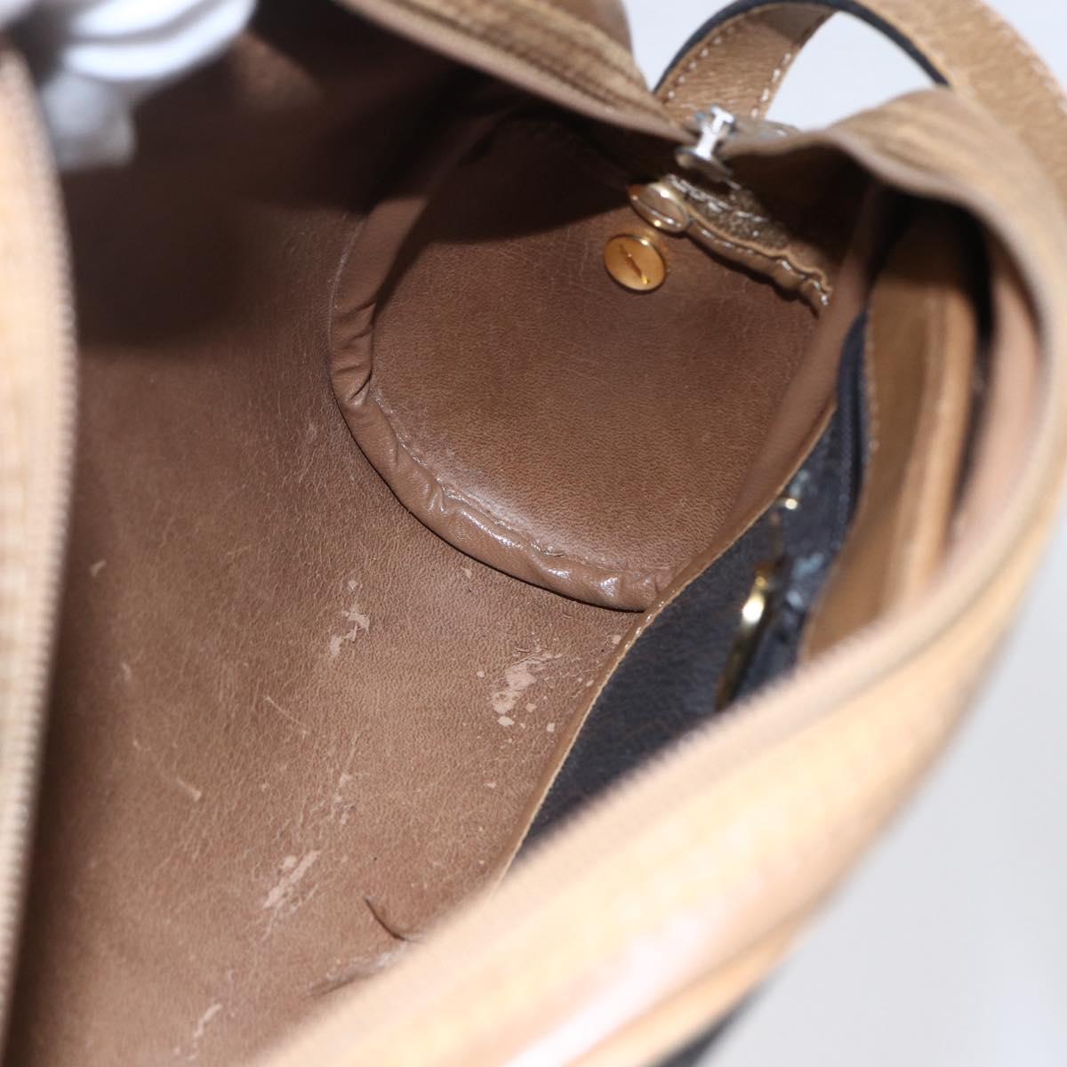 Christian Dior Honeycomb Canvas Shoulder Bag PVC Black Gold Auth BA7694