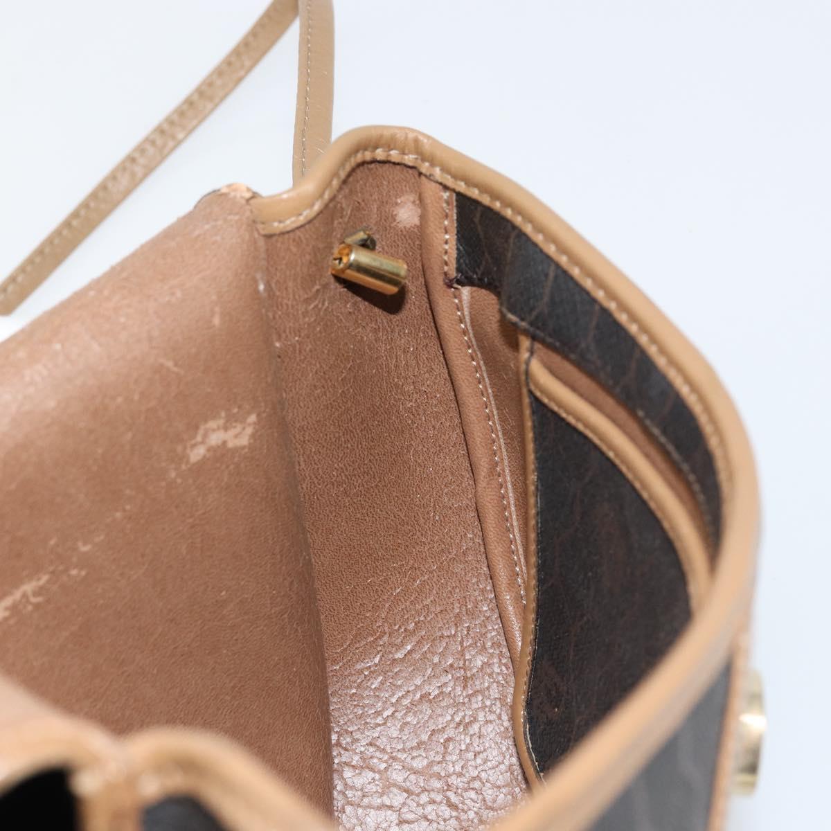 Christian Dior Honeycomb Canvas Shoulder Bag PVC Black Gold Auth BA7695