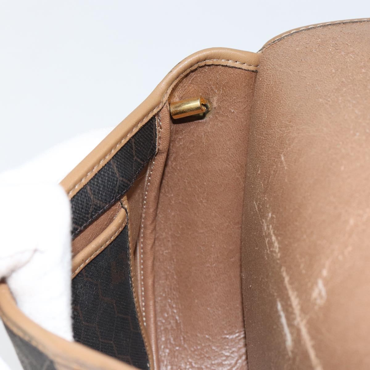 Christian Dior Honeycomb Canvas Shoulder Bag PVC Black Gold Auth BA7695