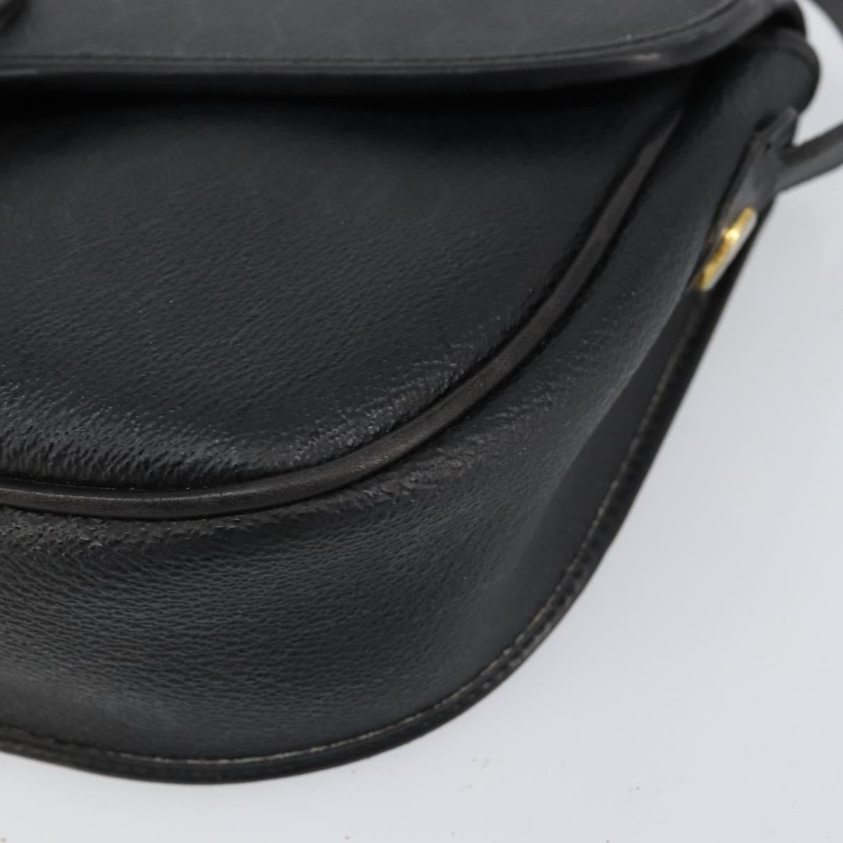 Christian Dior Honeycomb Canvas Shoulder Bag PVC Black Gold Auth BA7697