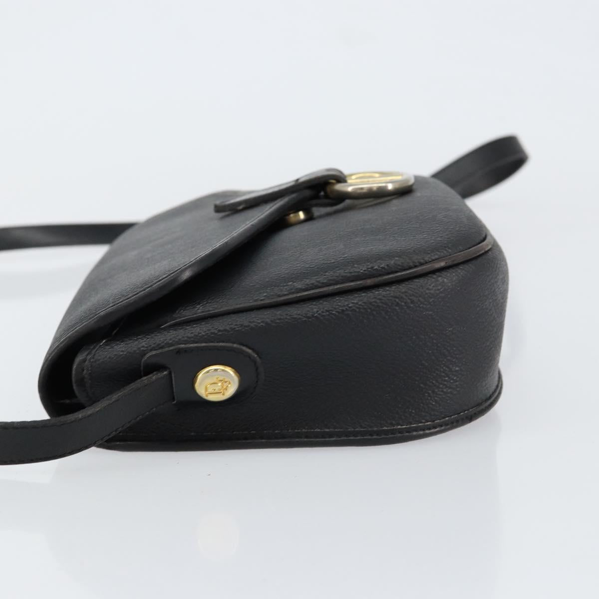 Christian Dior Honeycomb Canvas Shoulder Bag PVC Black Gold Auth BA7697