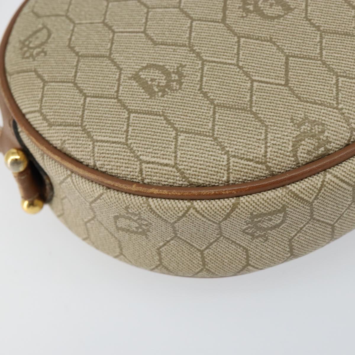 Christian Dior Honeycomb Canvas Shoulder Bag PVC Beige Gold Auth BA7698