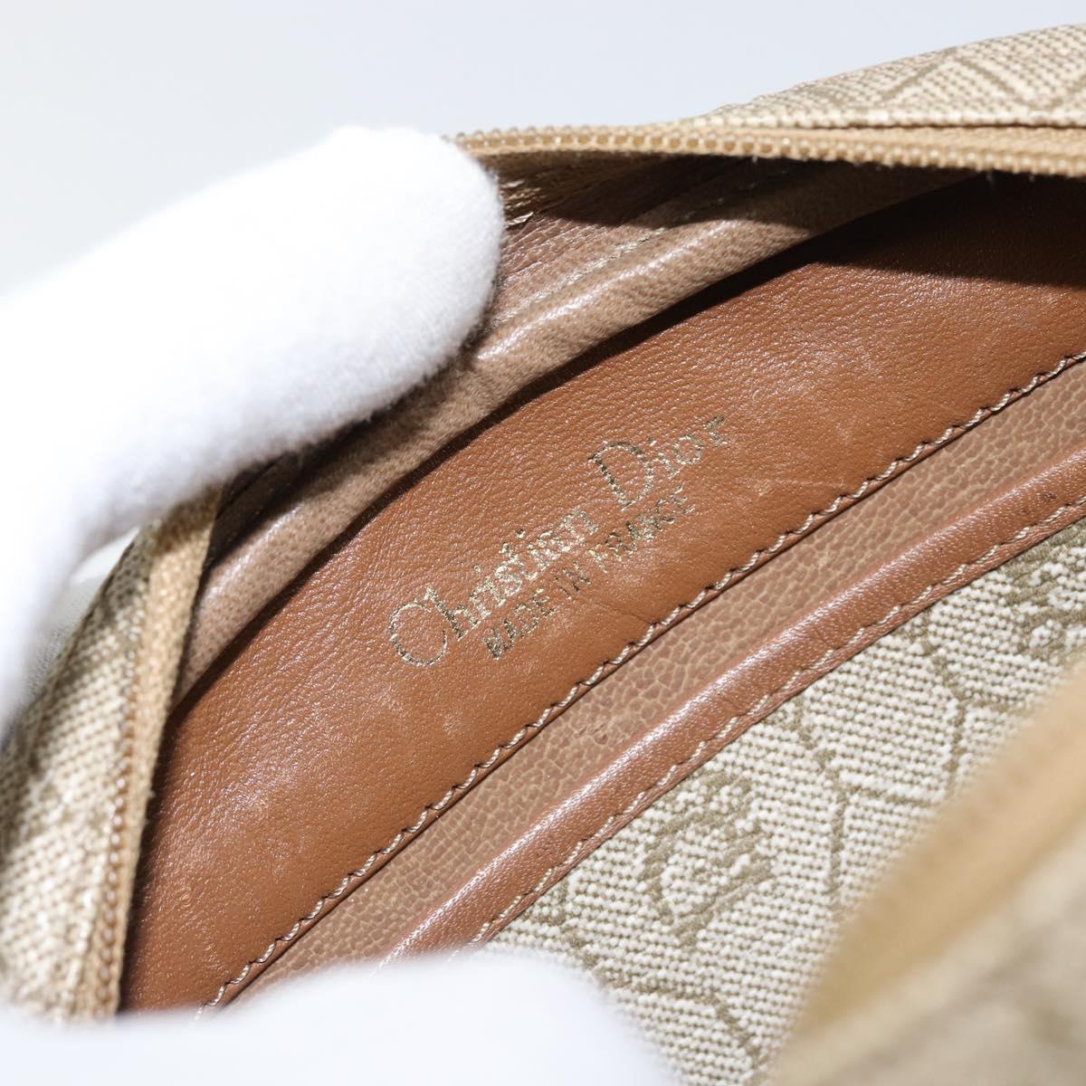 Christian Dior Honeycomb Canvas Shoulder Bag PVC Beige Gold Auth BA7698