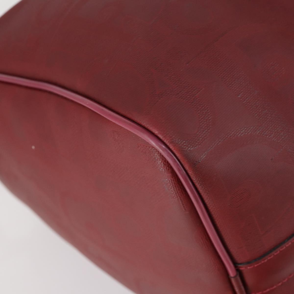 Christian Dior Trotter Canvas Boston Bag PVC Red Gold Auth BA7700