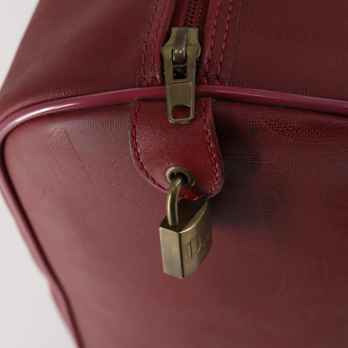 Christian Dior Trotter Canvas Boston Bag PVC Red Gold Auth BA7700