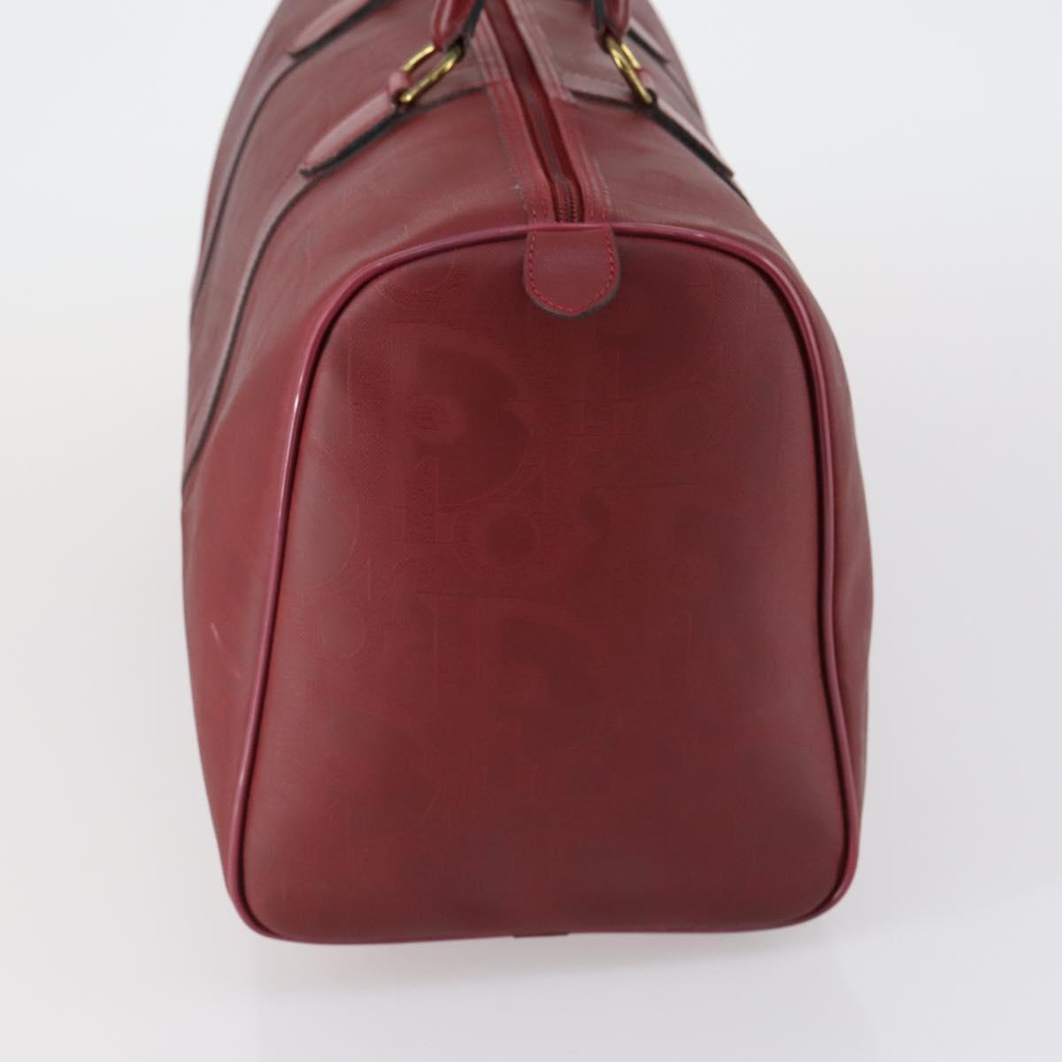 Christian Dior Trotter Canvas Boston Bag PVC Red Gold Auth BA7700