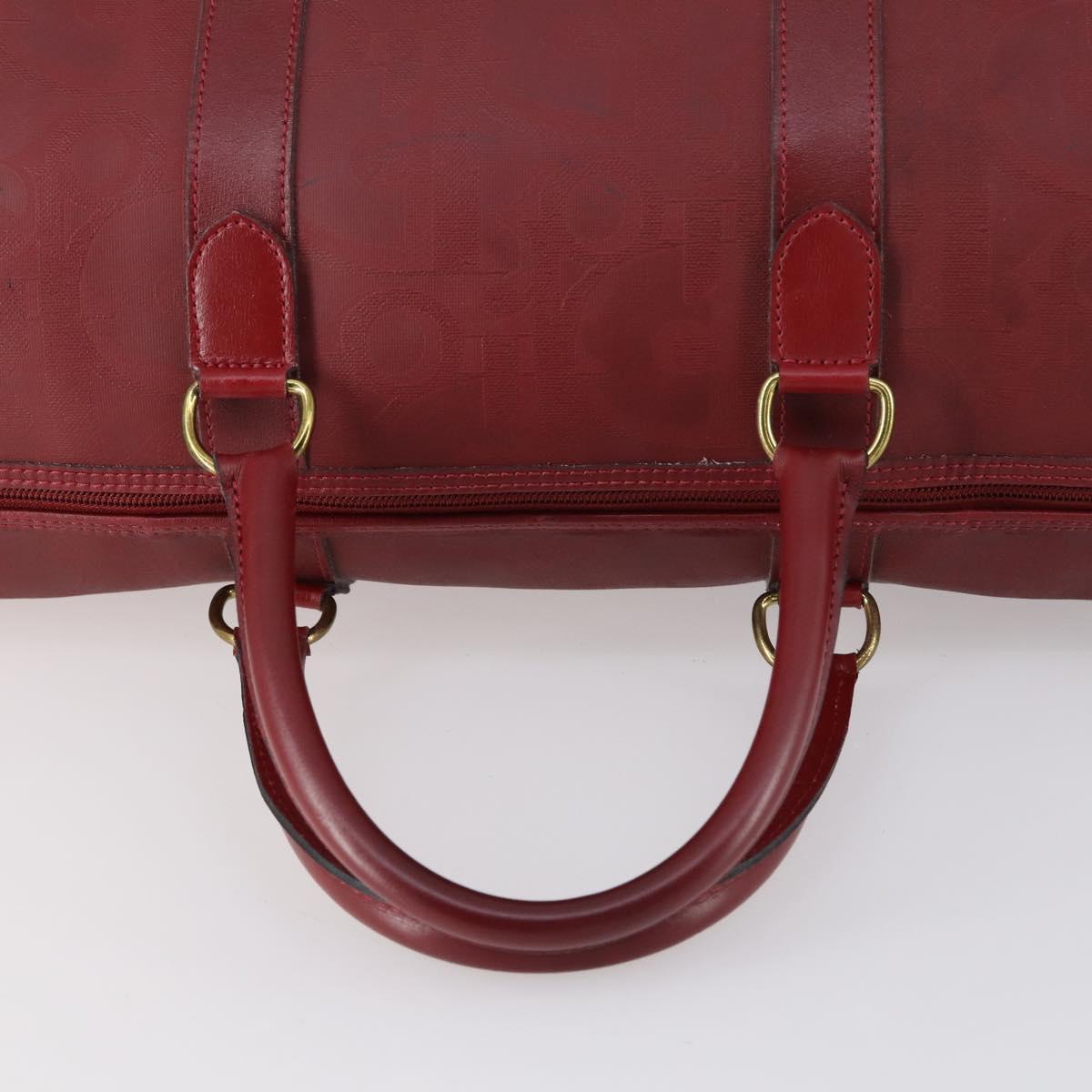 Christian Dior Trotter Canvas Boston Bag PVC Red Gold Auth BA7700