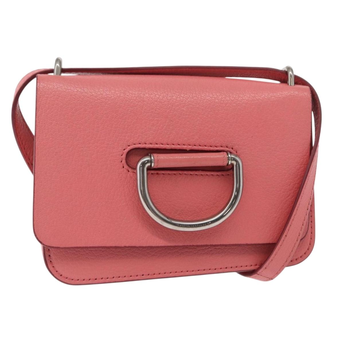 BURBERRY Shoulder Bag Leather Pink Gold Auth BA7701