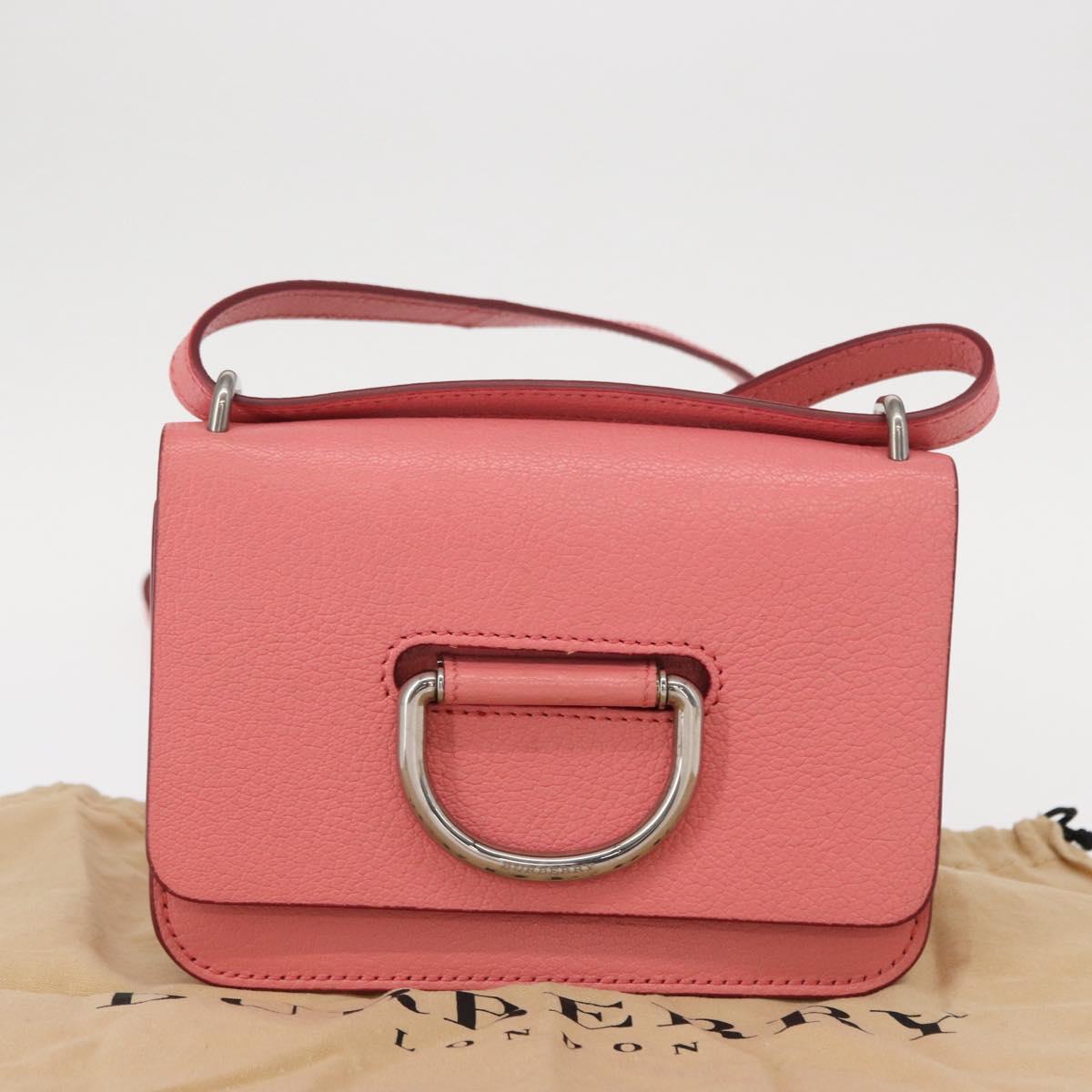 BURBERRY Shoulder Bag Leather Pink Gold Auth BA7701