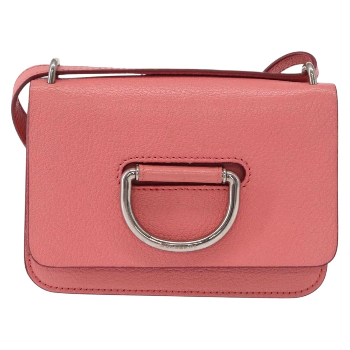 BURBERRY Shoulder Bag Leather Pink Gold Auth BA7701