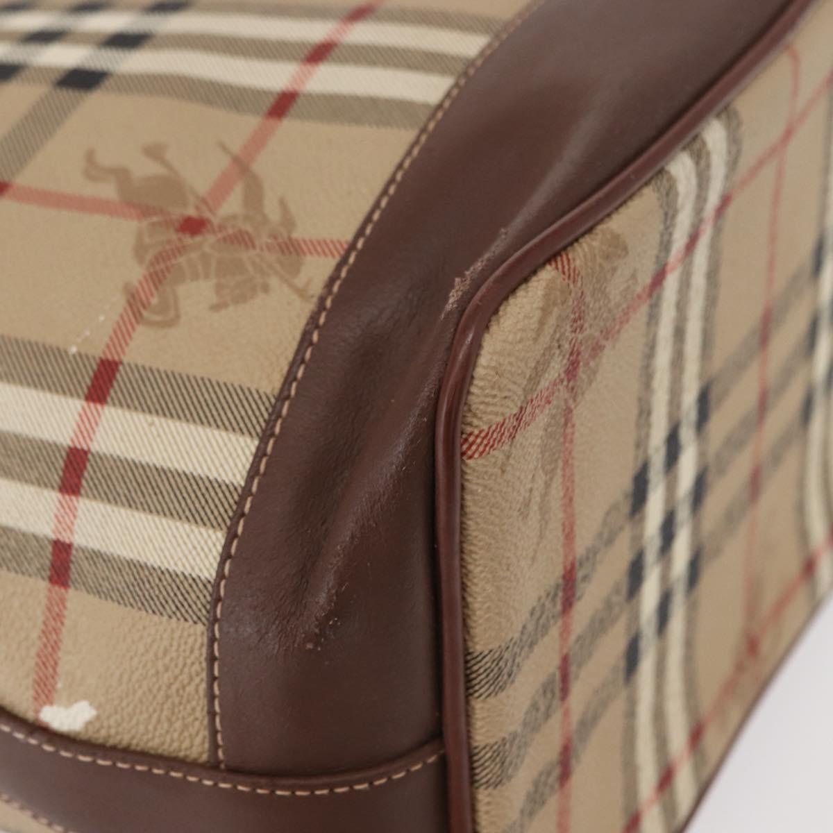 Burberrys Nova Check Shoulder Bag PVC Beige Gold Auth BA7703