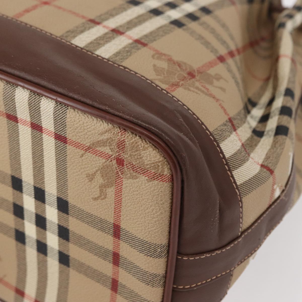 Burberrys Nova Check Shoulder Bag PVC Beige Gold Auth BA7703