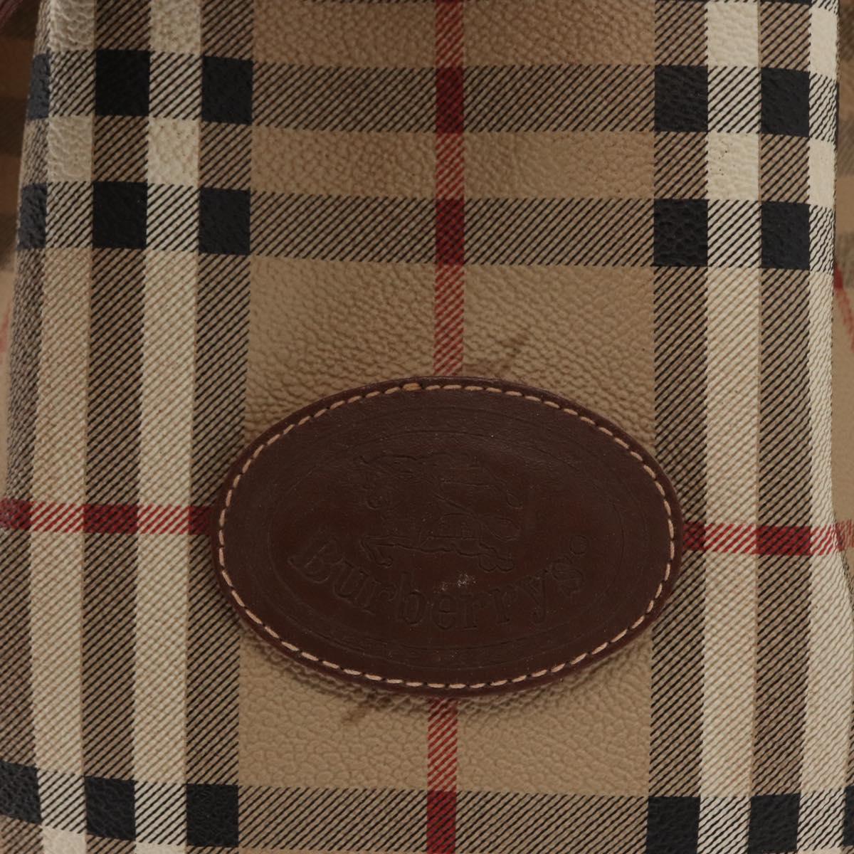 Burberrys Nova Check Shoulder Bag PVC Beige Gold Auth BA7703