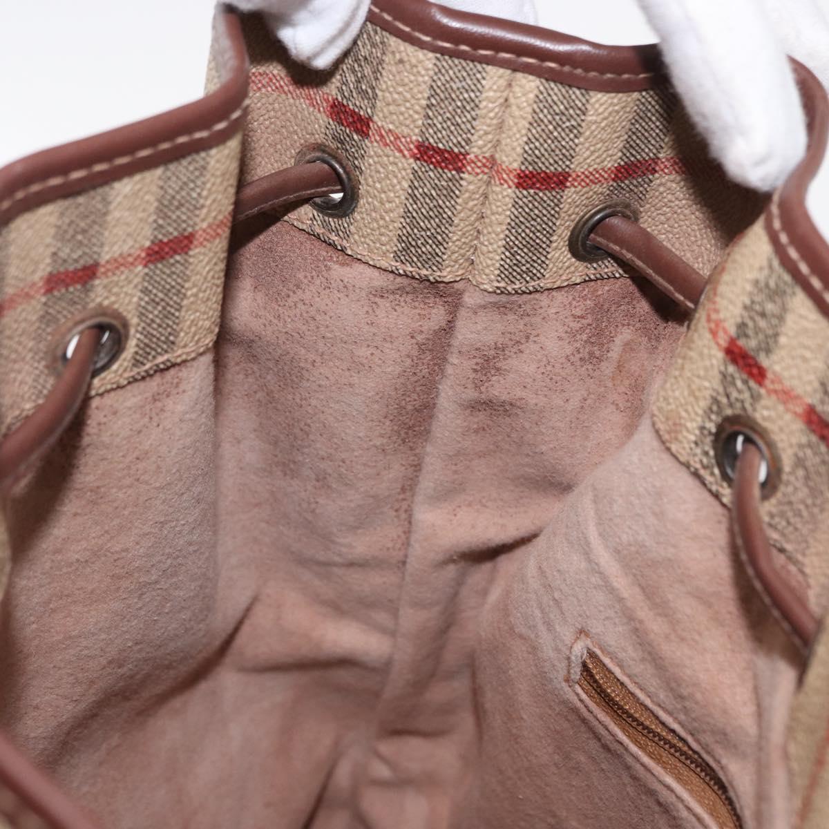 Burberrys Nova Check Shoulder Bag PVC Beige Gold Auth BA7703