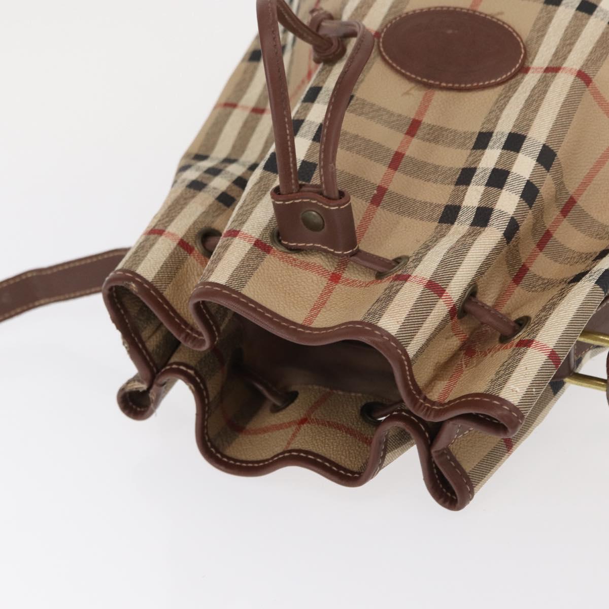 Burberrys Nova Check Shoulder Bag PVC Beige Gold Auth BA7703