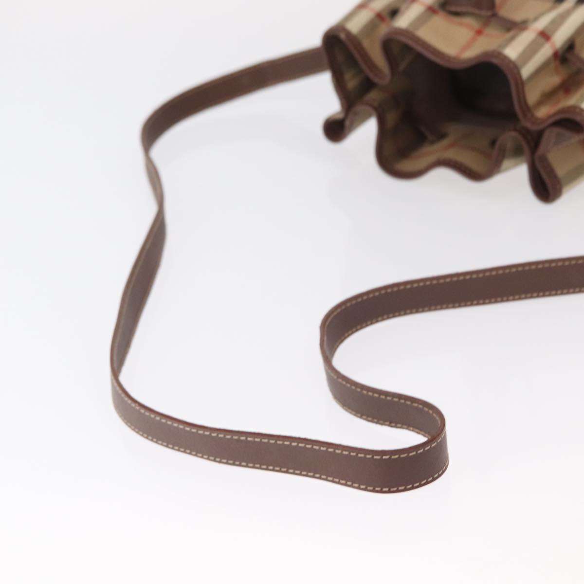 Burberrys Nova Check Shoulder Bag PVC Beige Gold Auth BA7703