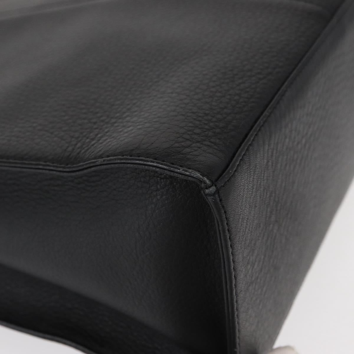 Burberrys Hand Bag Leather Black Gold Auth BA7704