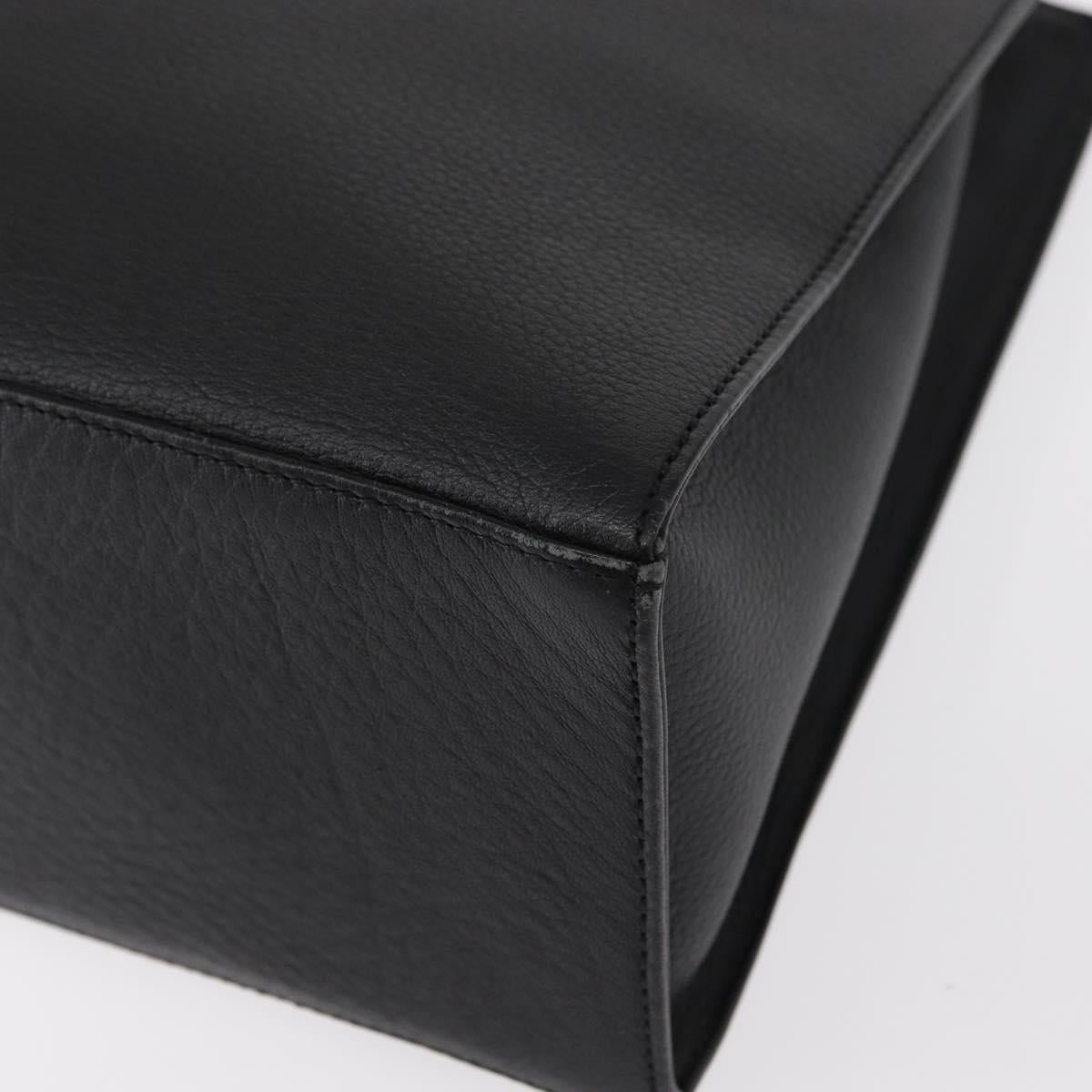 Burberrys Hand Bag Leather Black Gold Auth BA7704