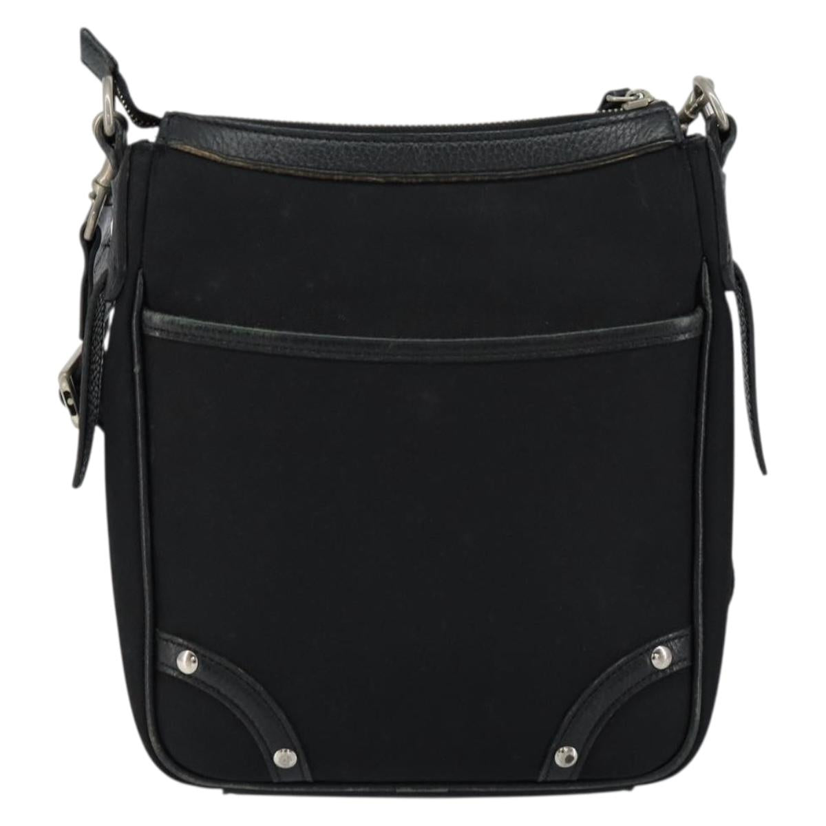 BURBERRY Shoulder Bag Canvas Leather Black Auth BA7705