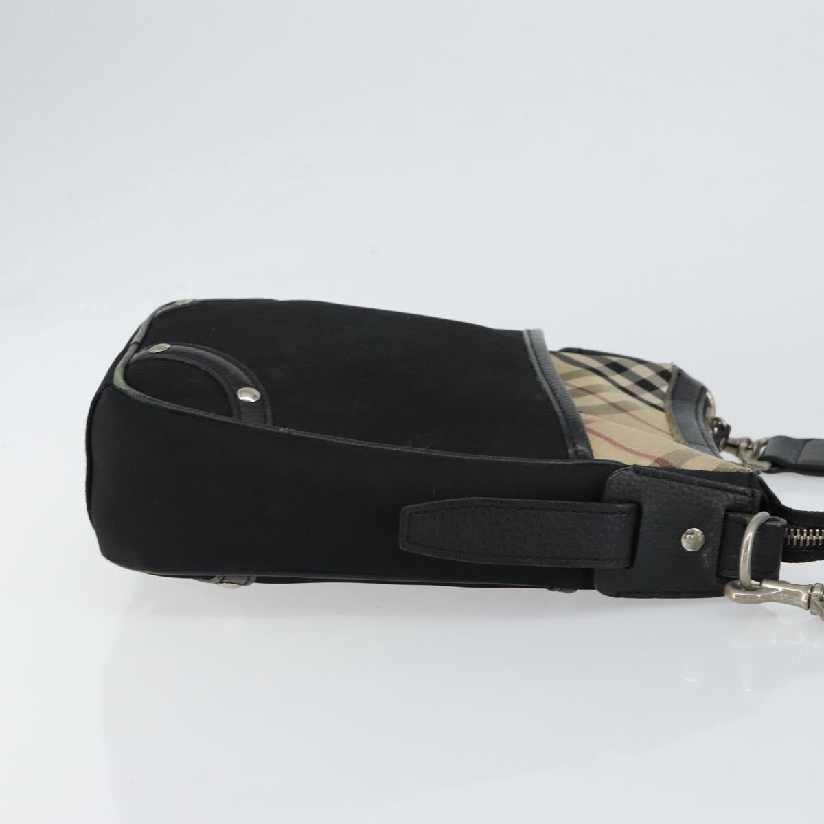 BURBERRY Shoulder Bag Canvas Leather Black Auth BA7705