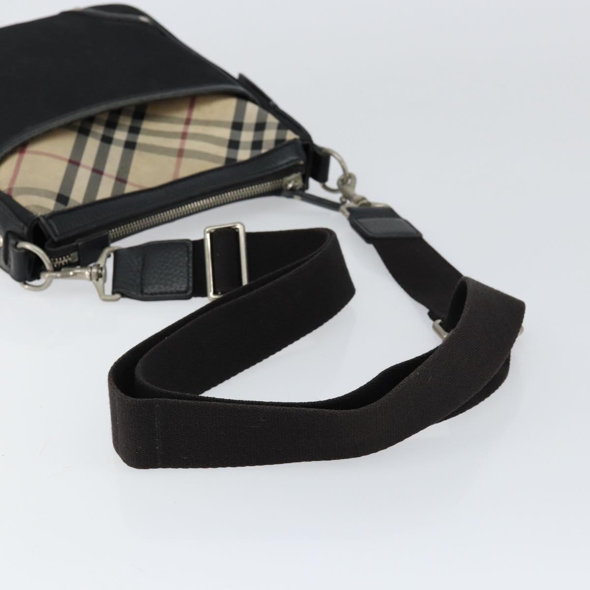 BURBERRY Shoulder Bag Canvas Leather Black Auth BA7705