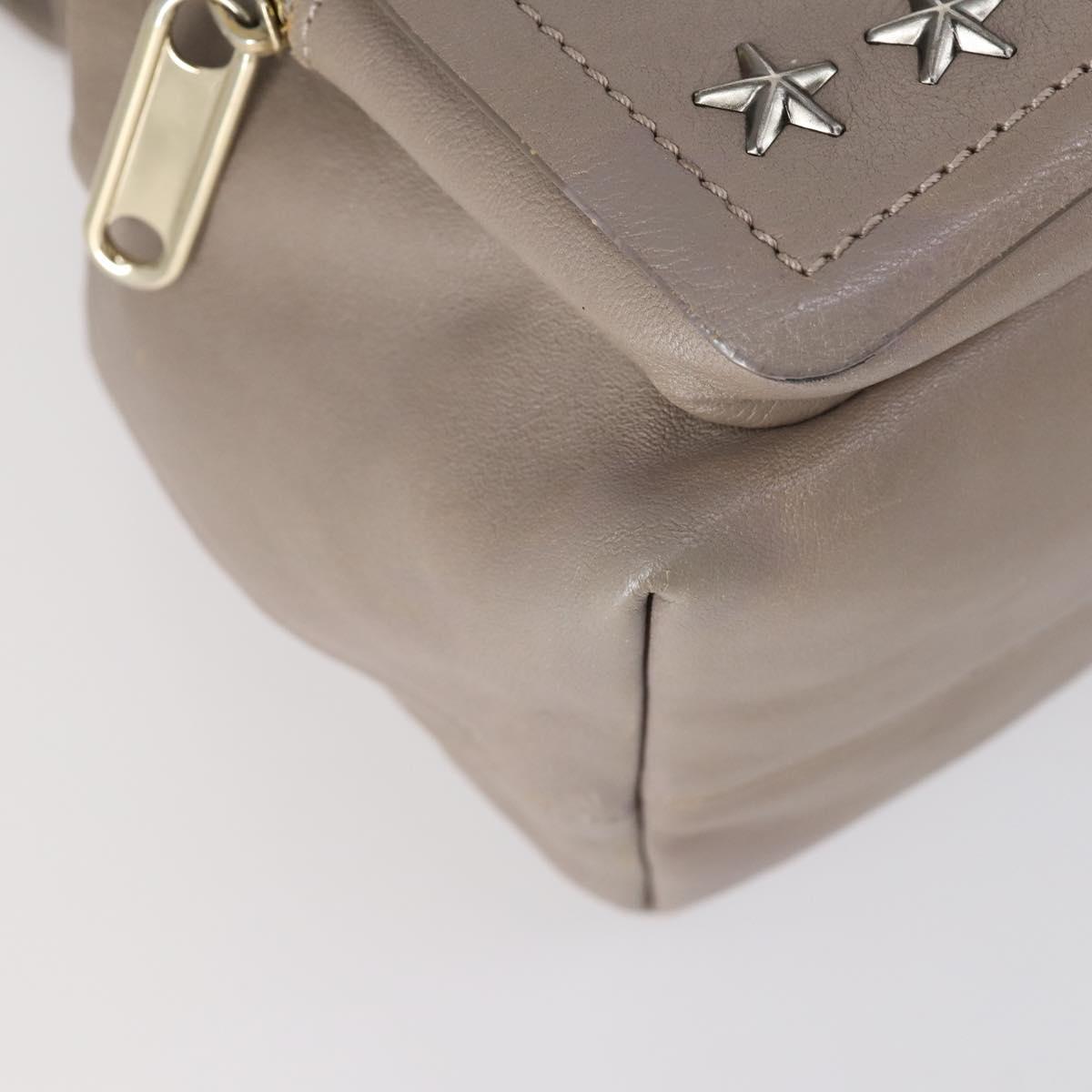Jimmy Choo Studs Backpack Leather Beige Gold Auth BA7708